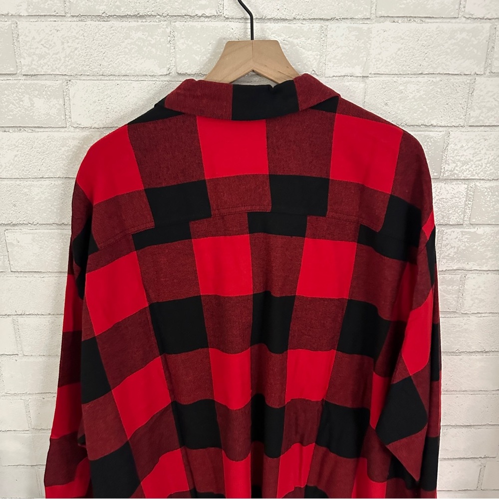 OLD NAVY Red & Black The Boyfriend Plaid Flannel Shirt - Picture 7 of 9